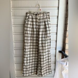 Wide leg plaid pants
